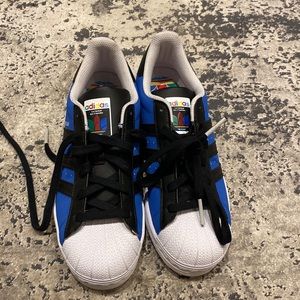 Adidas originals youth shoes blue with black stripes , brand new!!